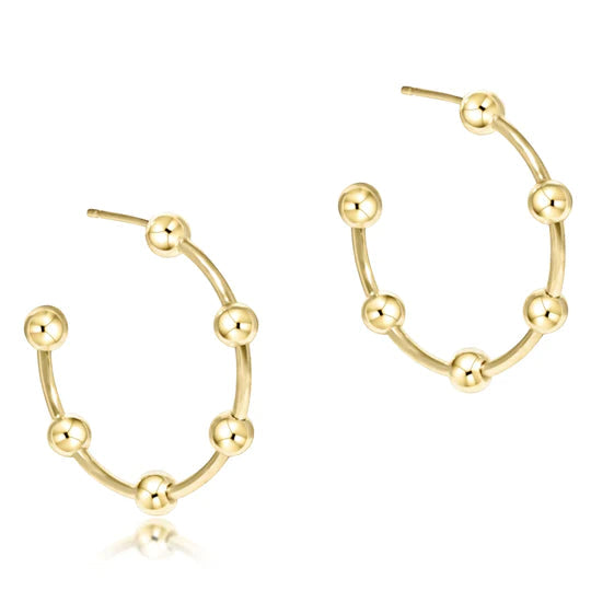 E Newton Beaded Simplicity 1.5" Post Hoop - 4mm Gold