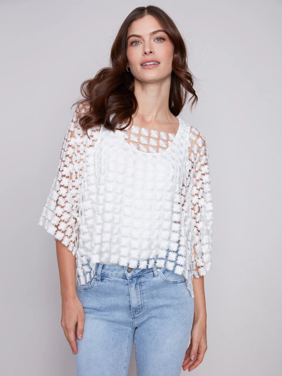 Charlie B Crochet Flower Top