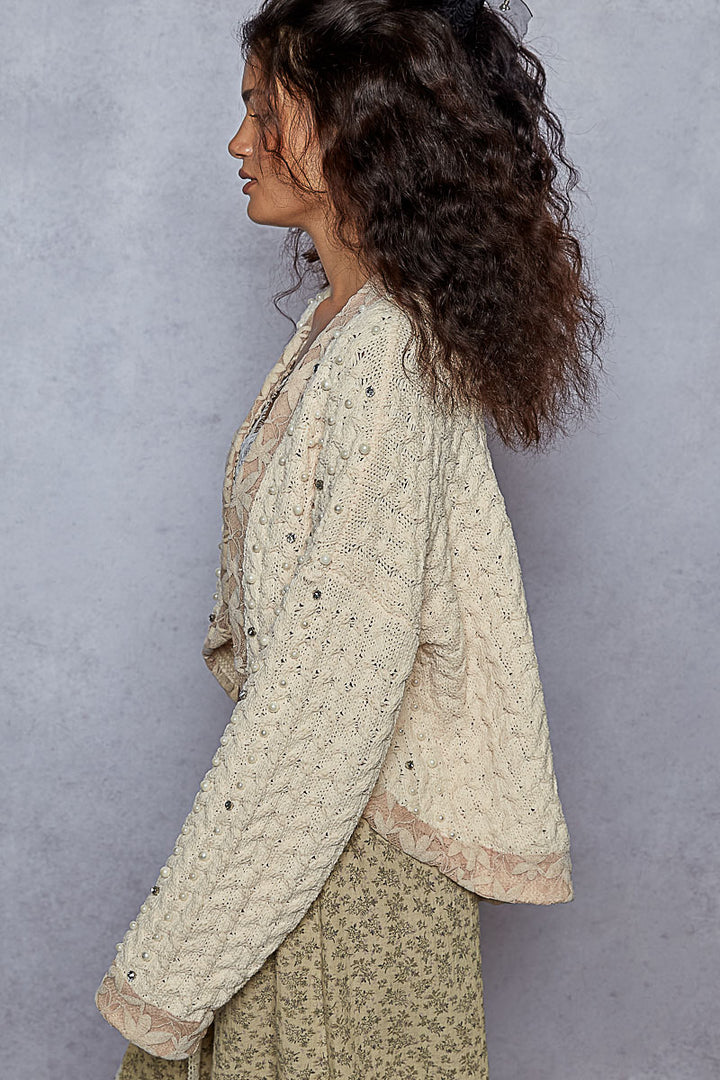 Beaded Cropped Cardigan