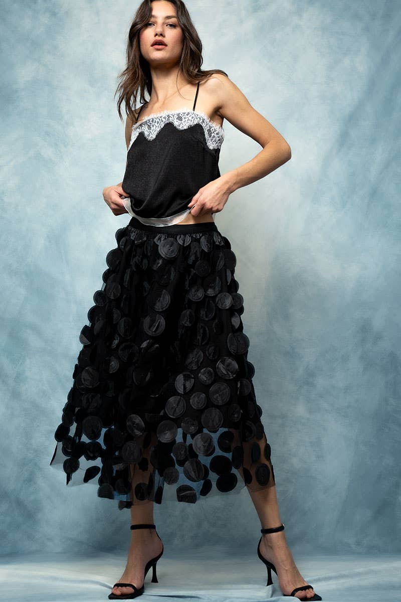 Disc Disorder Tulle Midi Skirt