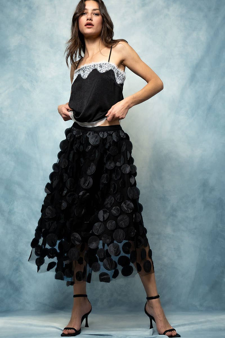 Disc Disorder Tulle Midi Skirt