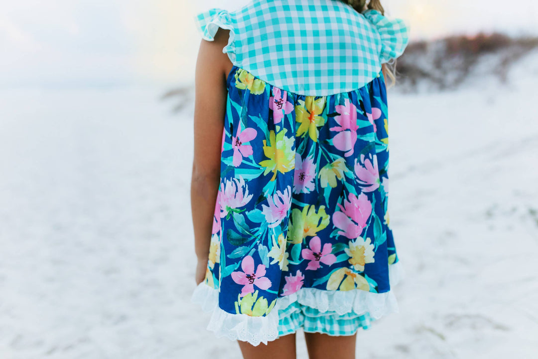 Jade Check Floral Spring Short Set