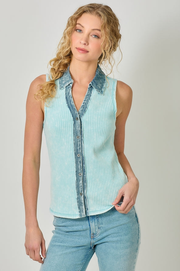 Mineral Washed Sleeveless Top