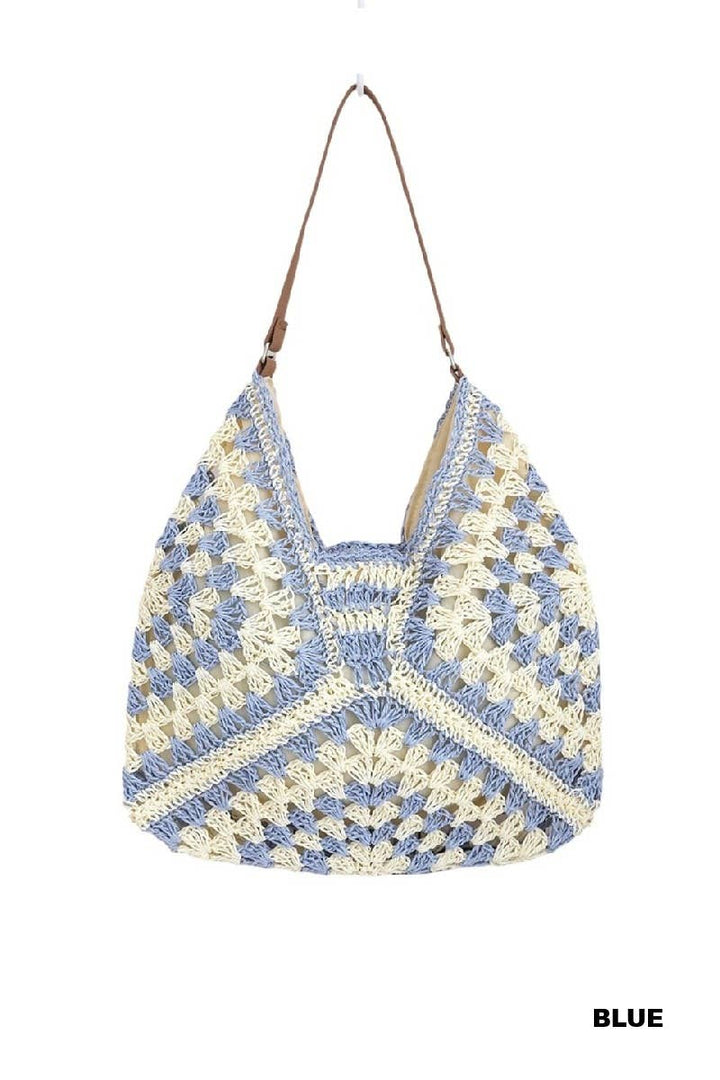 Vintage Woven Straw Crochet Shoulder Bag