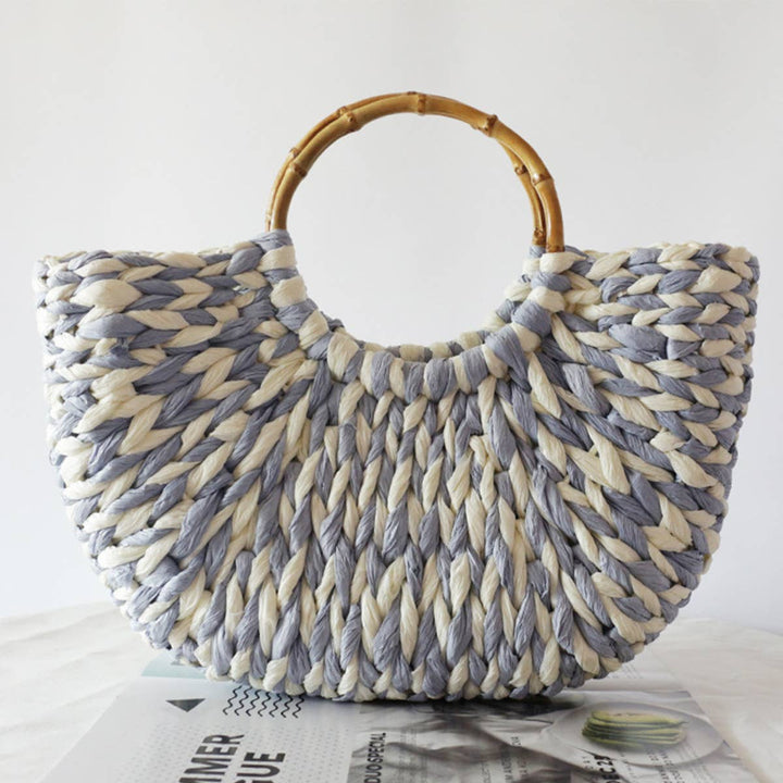 Weave Bag w/Bamboo Handle