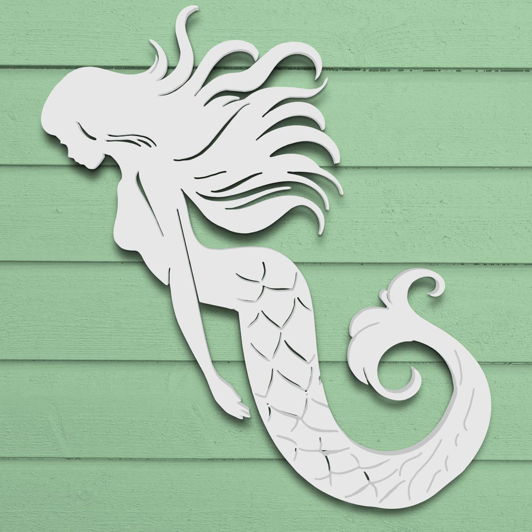 Outdoor Mermaid Wall Art – Weatherproof PVC Coastal Sign, Beach House, Pool & Ocean Decor