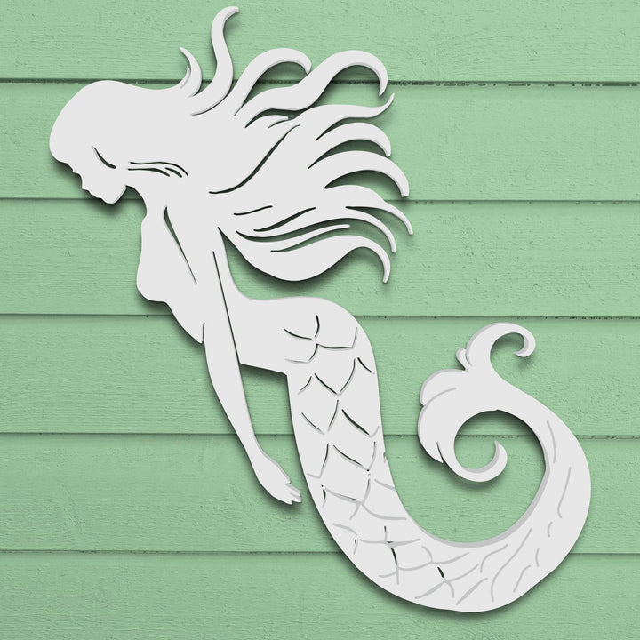 Outdoor Mermaid Wall Art – Weatherproof PVC Coastal Sign, Beach House, Pool & Ocean Decor