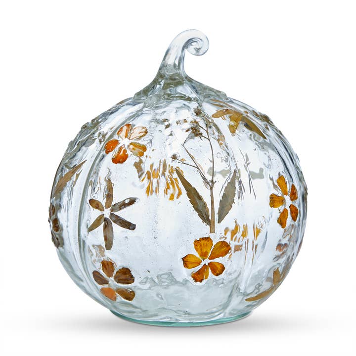 Floral Glass Pumpkin