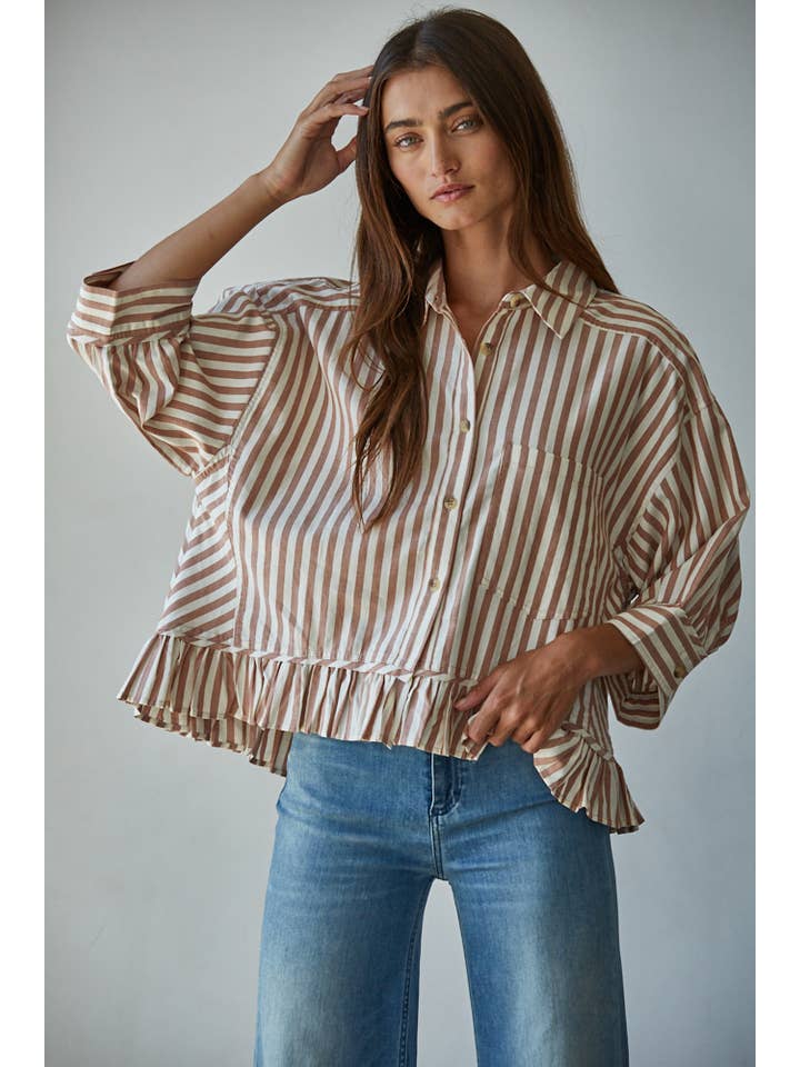 Cotton Striped Shirt Top