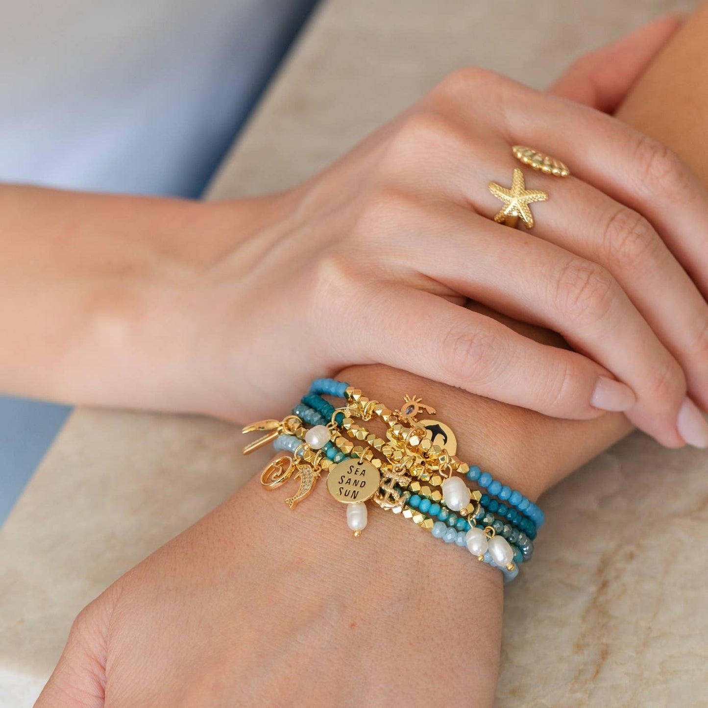 Blue Crab Stretch Charm Bracelet