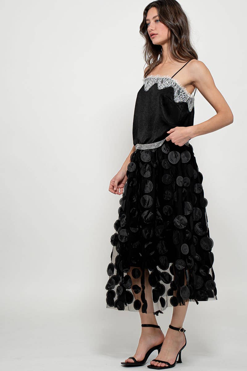 Disc Disorder Tulle Midi Skirt