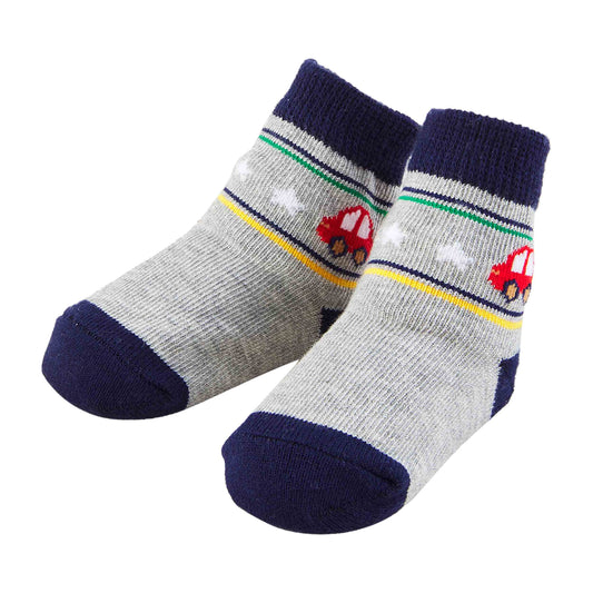 Baby Boy Gray/Navy Car Socks