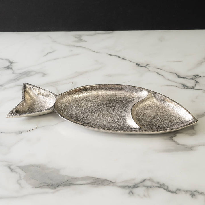 LARGE NICKEL FISH PLATE