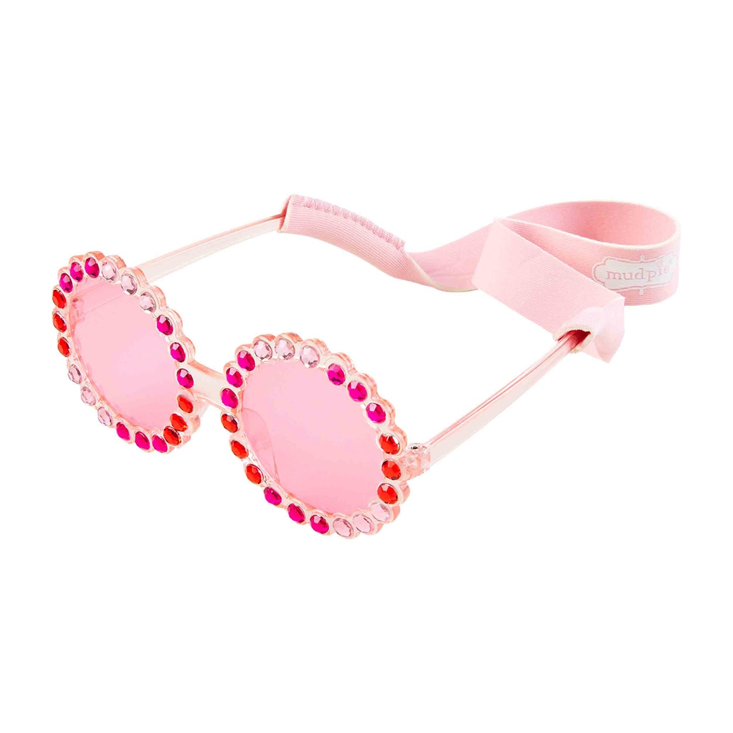 Round Toddler Girl Sunglasses & Strap Set