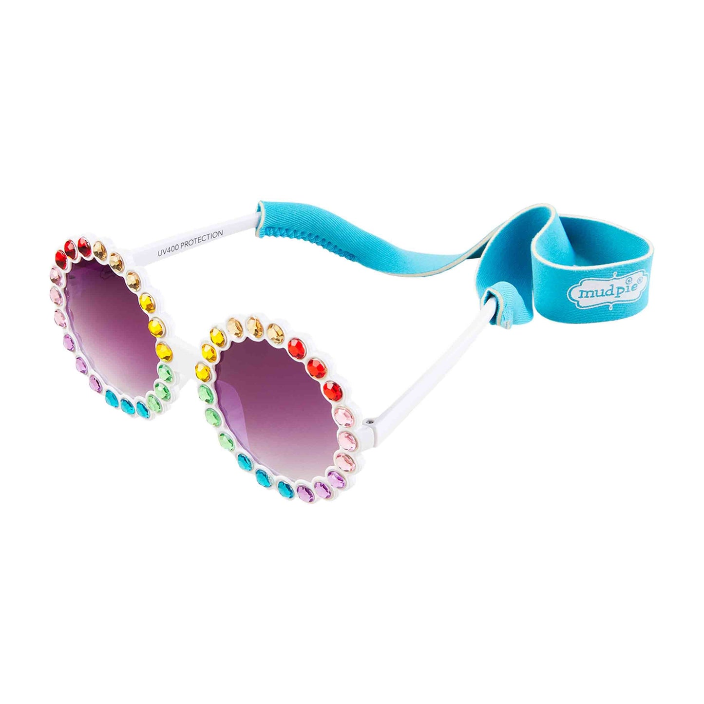 Round Toddler Girl Sunglasses & Strap Set