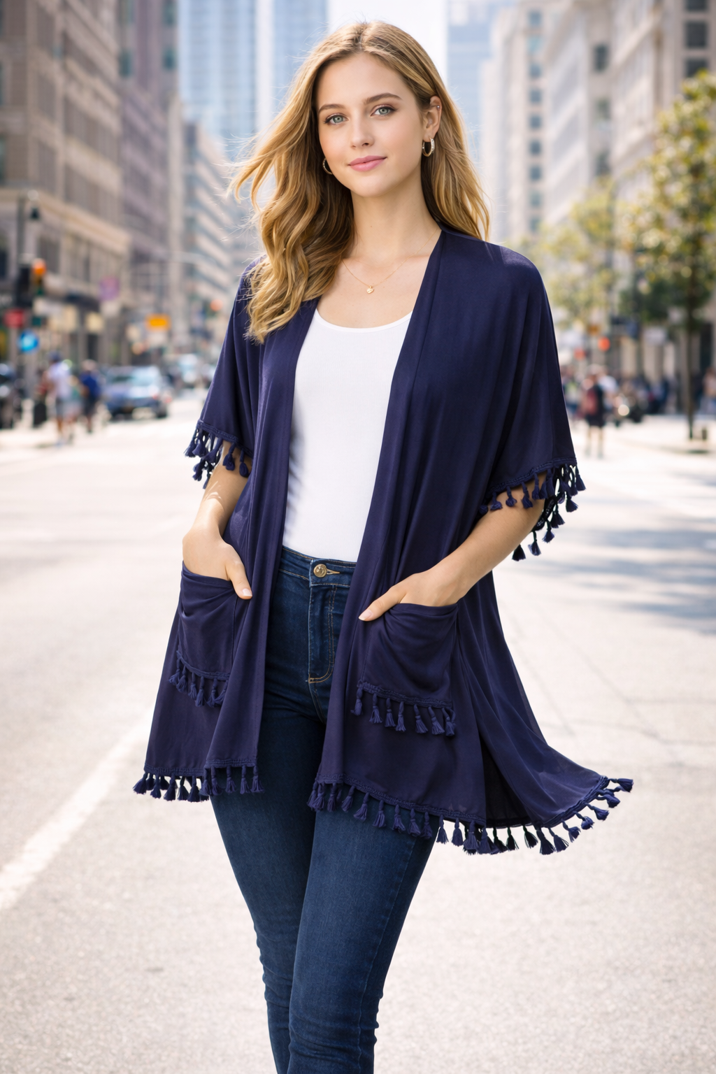 Avenne Tassel Pocket Kimono