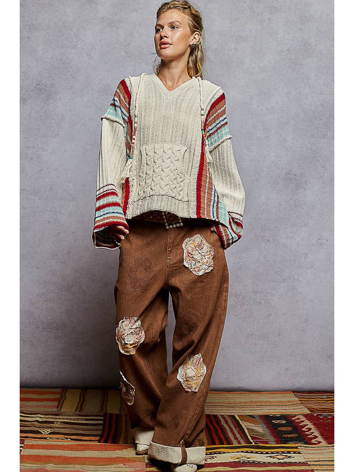 Striped Pattern Hoodie Sweater