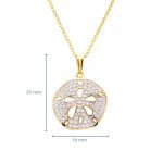 14K Gold Vermeil Sand Dollar Necklace w/ Cubic Zirconia