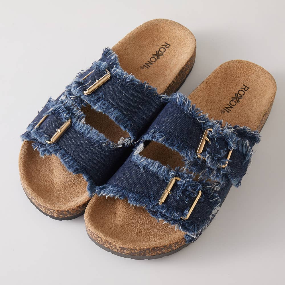 Denim Fringe Sandals