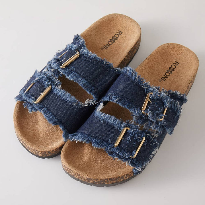 Denim Fringe Sandals
