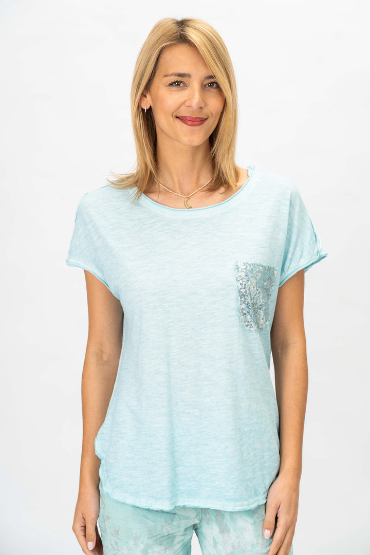 Look Mode Sequin Pocket Tshirt