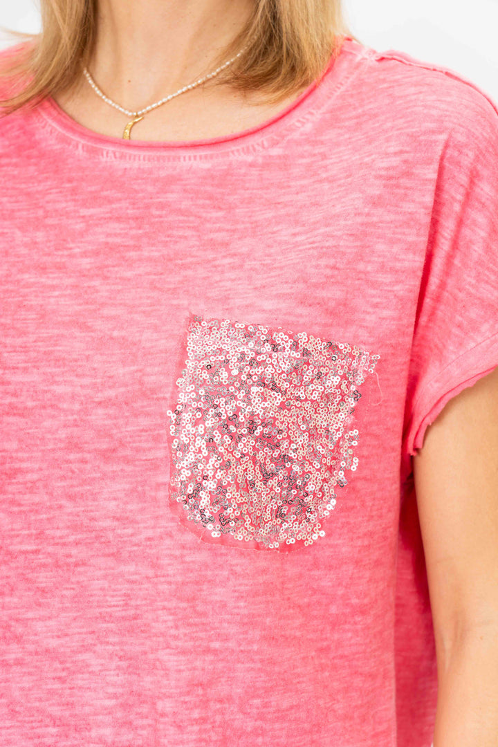 Look Mode Sequin Pocket Tshirt