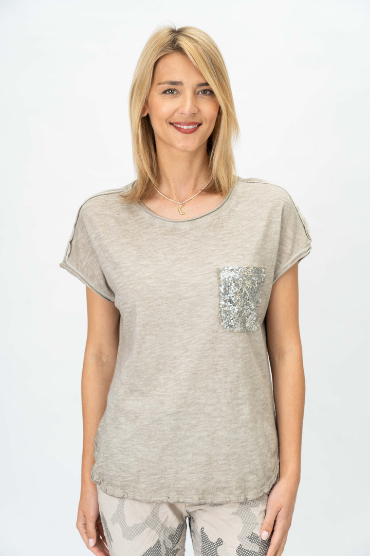 Look Mode Sequin Pocket Tshirt
