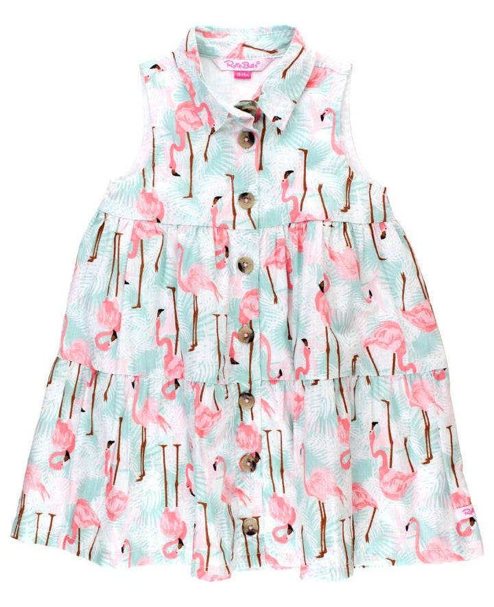 Girls Flamingo Shirt Dress
