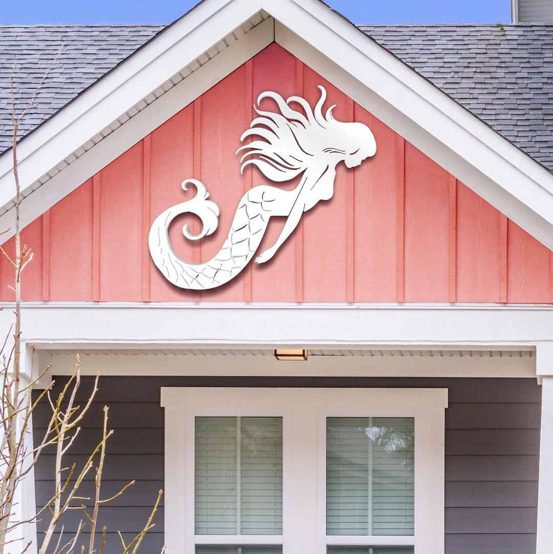 Outdoor Mermaid Wall Art – Weatherproof PVC Coastal Sign, Beach House, Pool & Ocean Decor