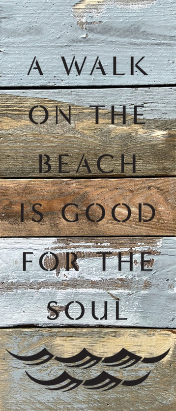 6" x 14" Walk on Beach Wood Sign