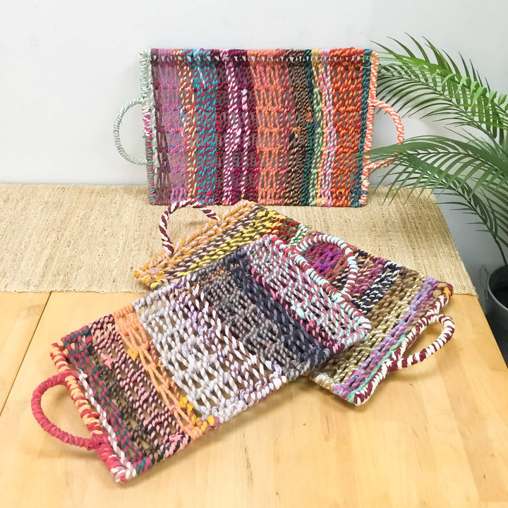 Colorful Jute Trays with Handles