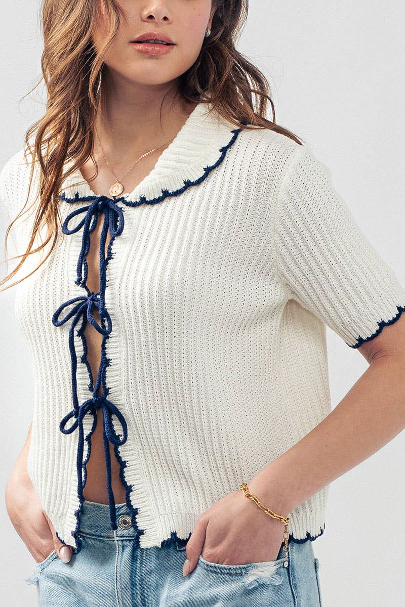 Ruffled Collar Knit Sweater