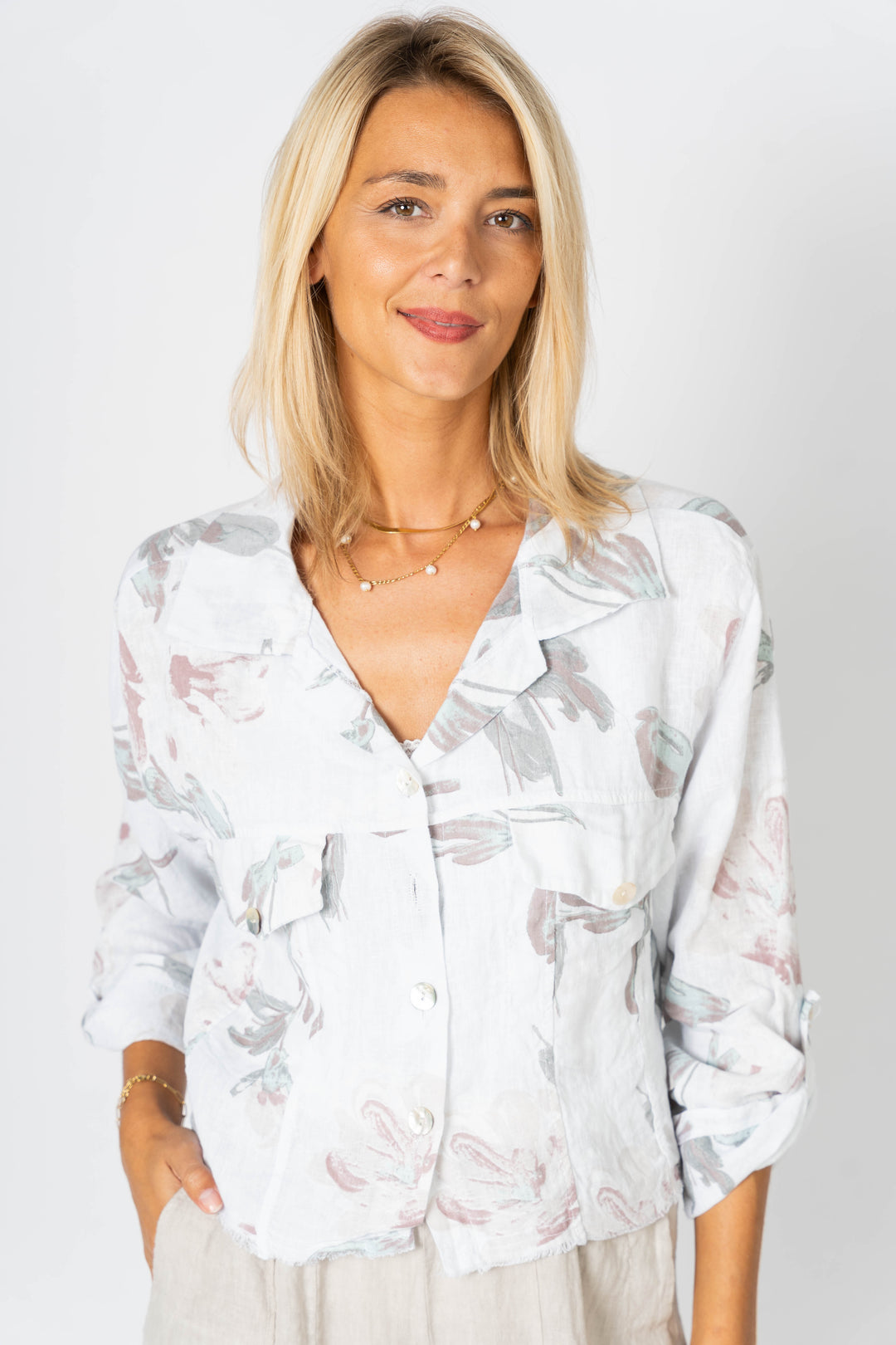 Look Mode Short Linen Jacket