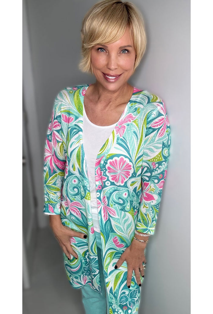 Long Floral Cardigan