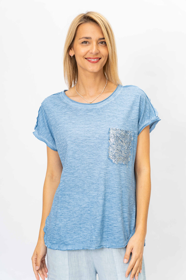 Look Mode Sequin Pocket Tshirt