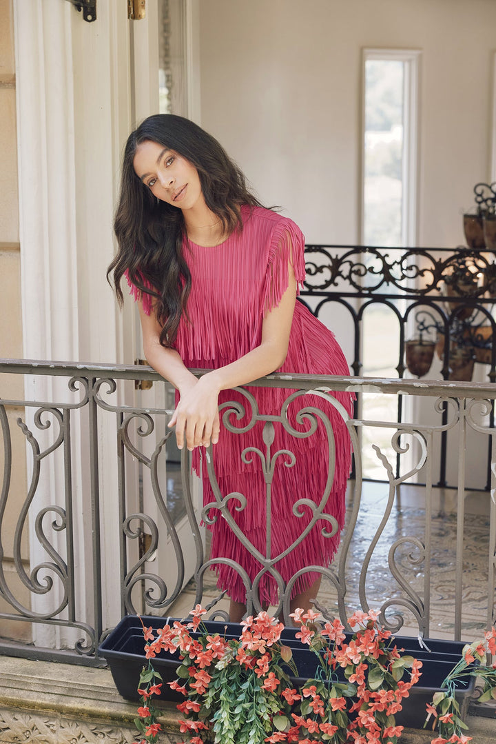 Kayla Satin Fringe Dress
