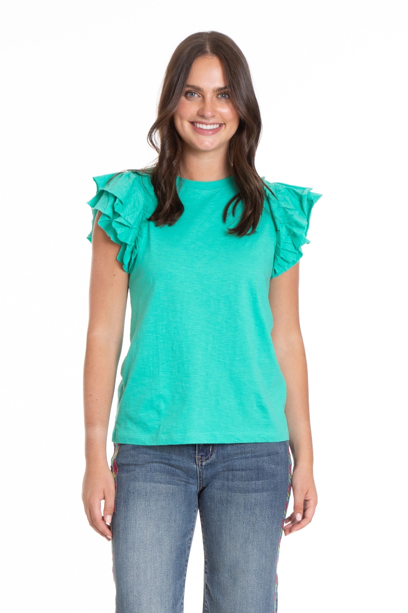 Ruffled Cap Sleeve Tee