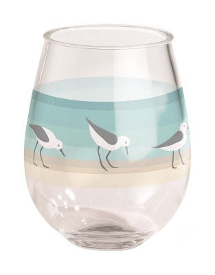 Sandpipers Stemless Acrylic Wine Glass 15 oz