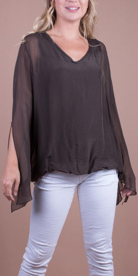 Gigi Moda Silk Open Sleeve Top