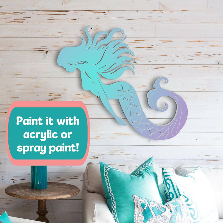 Outdoor Mermaid Wall Art – Weatherproof PVC Coastal Sign, Beach House, Pool & Ocean Decor