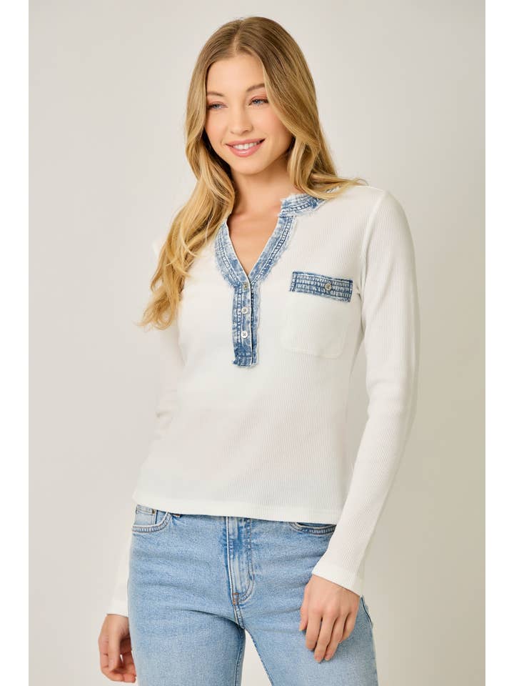 Denim Trim Henley