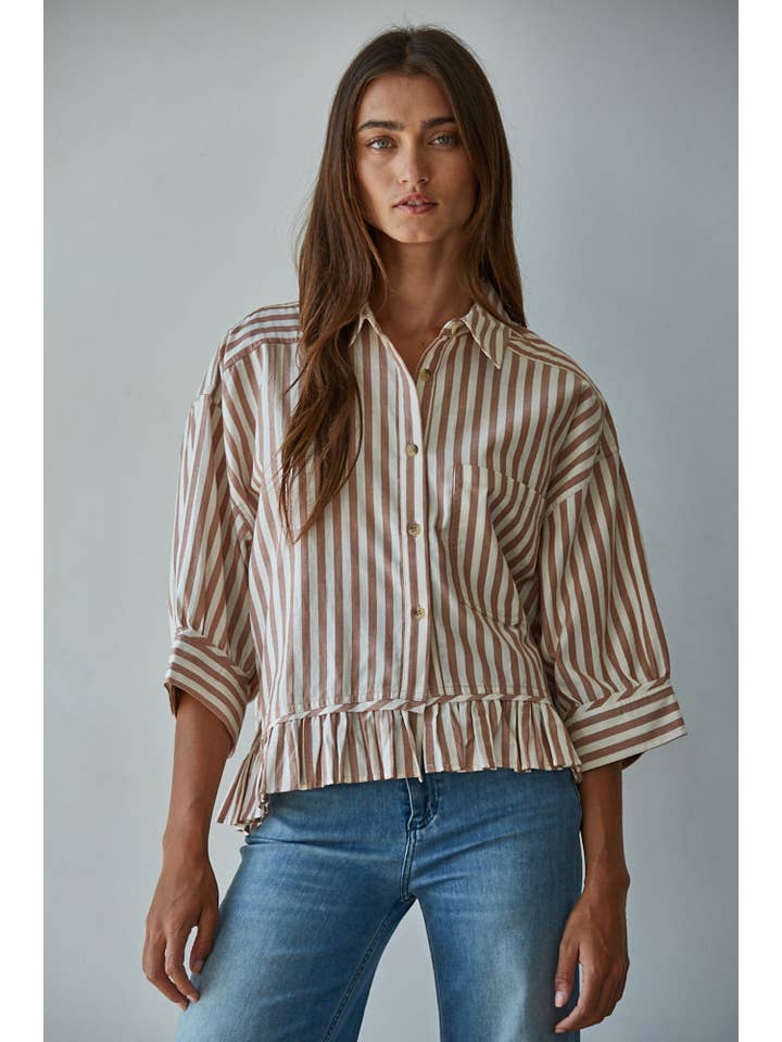 Cotton Striped Shirt Top