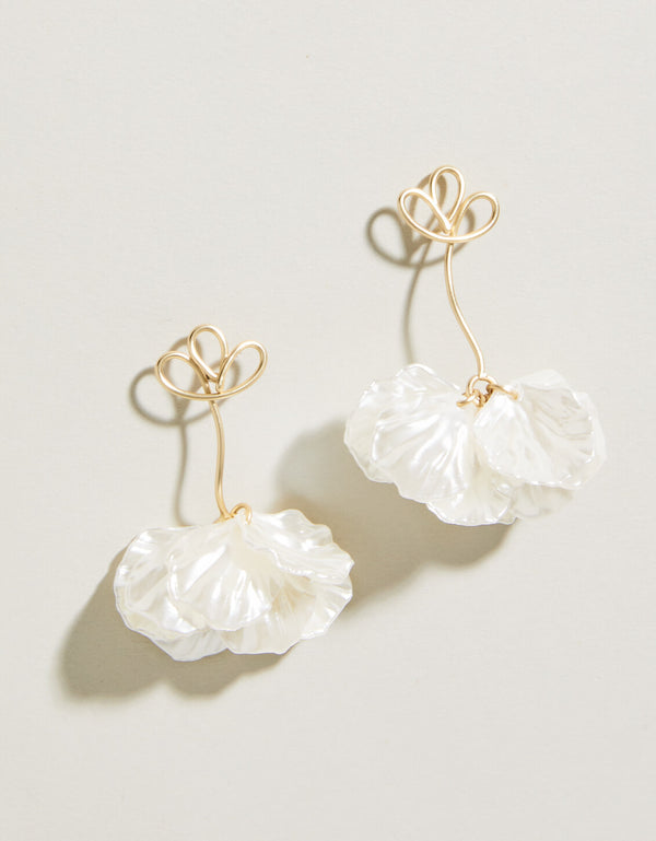 Corolla Stem Pearl Earrings