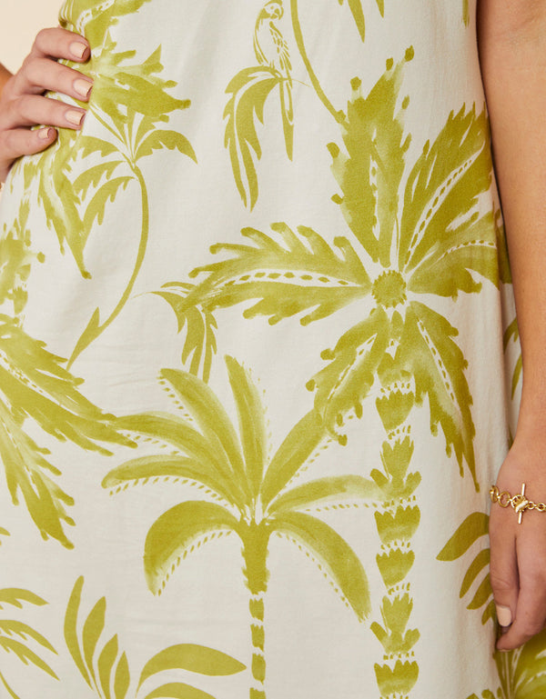 Madolyn Dress Southern Resort Palms Green