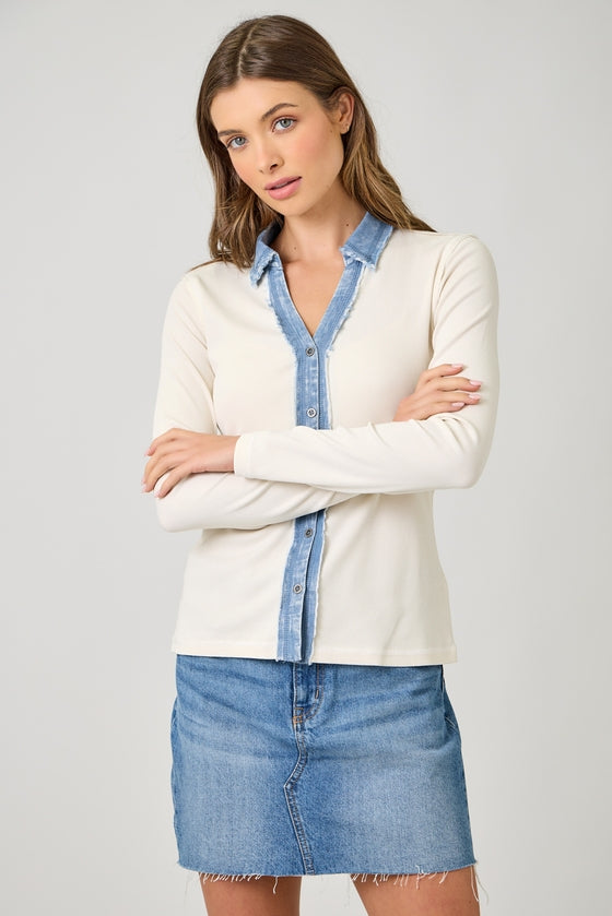 Washed Thermal Button Down