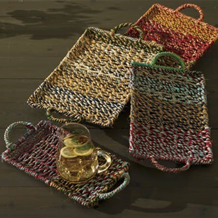 Colorful Jute Trays with Handles