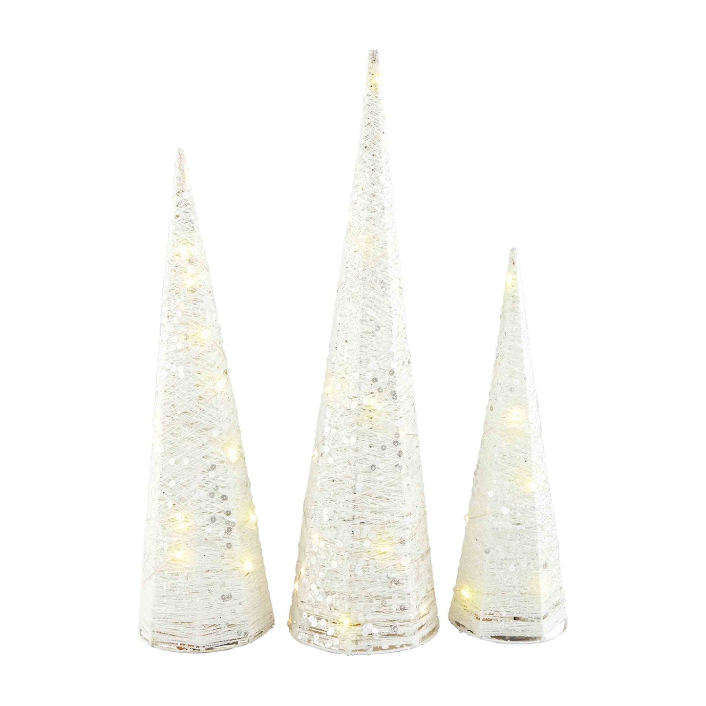 White Glitter Light-Up Trees