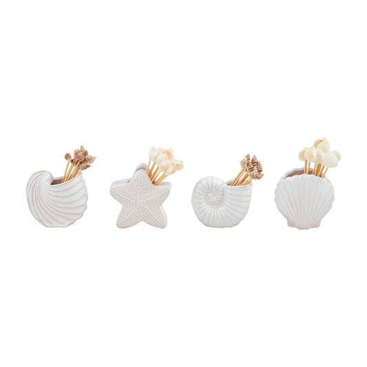 Mud Pie Shell Toothpick Caddy Set