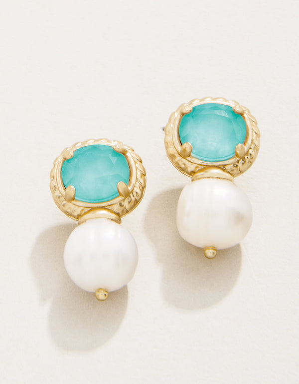 Karina Petite Pearl Stud Earrings Ocean Blue
