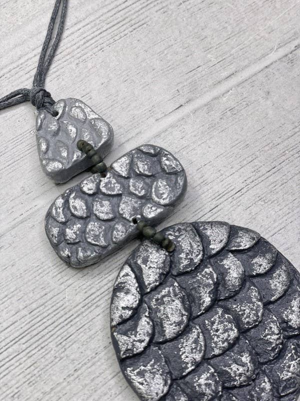 Silver Pendant  Necklace Paper Mache